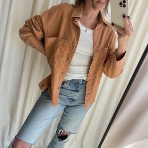 NWT ‘The Ella’ Ribbed Lightweight Shirt Jacket | Medium | Camel